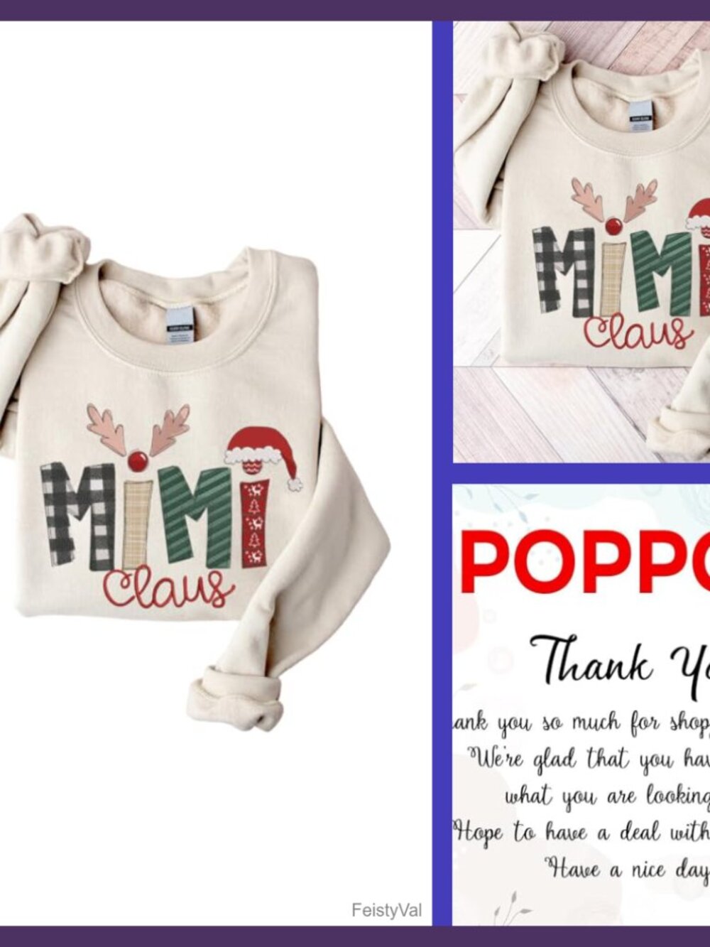 Christmas Claus Embroidery Sweatshirt Custom Mama Grandma Gigi Mimi Nickname